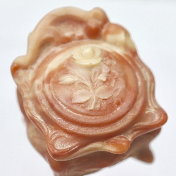 Rare Rose Flower Carved Small Ring Jewelry Box